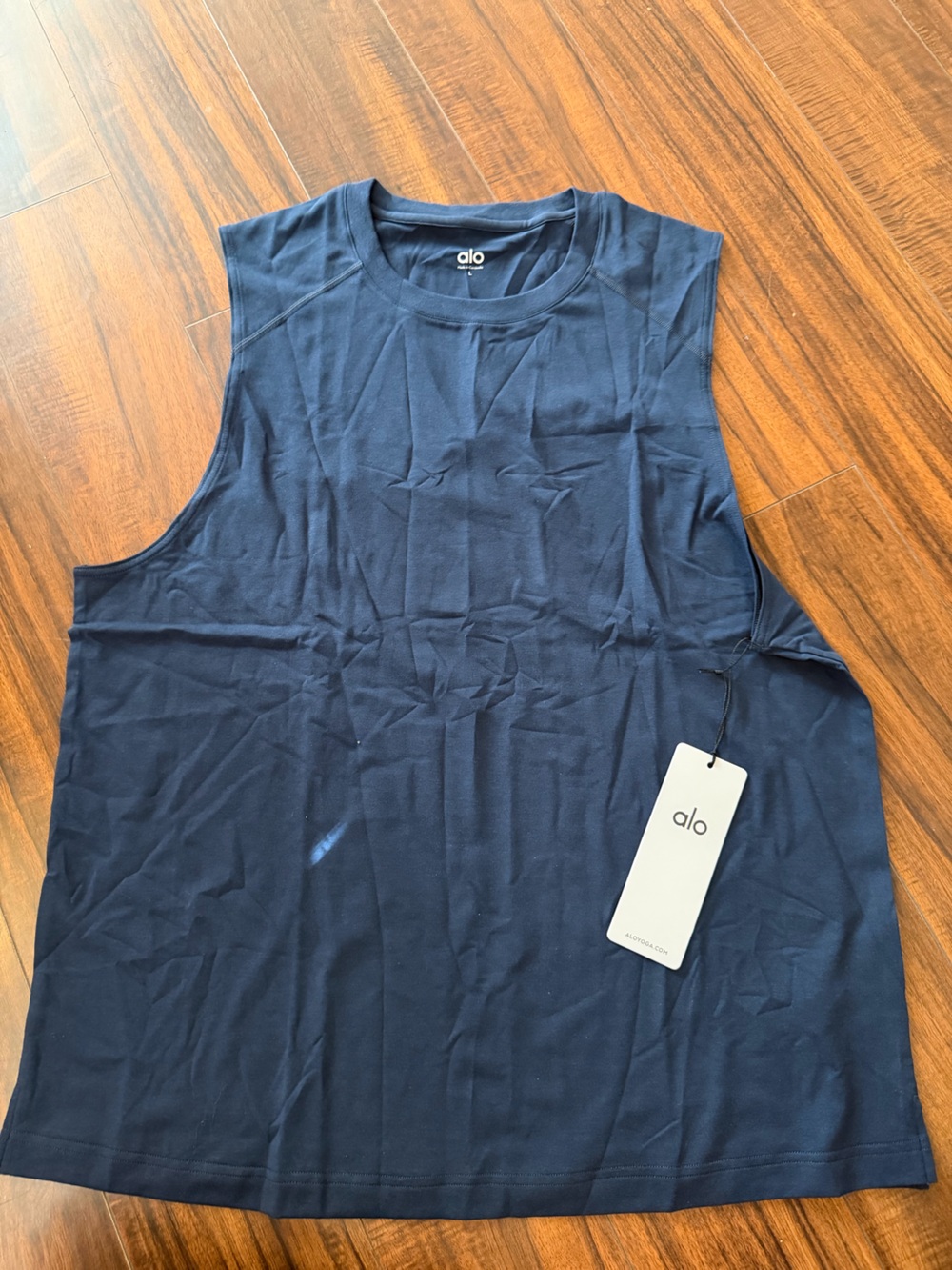 Alo Navy Sleeveless Muscle Tank